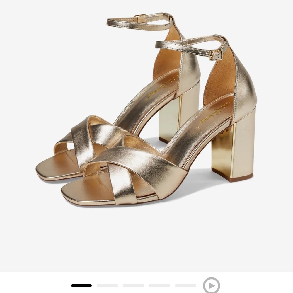 Lilly Pulitzer Gold Kendall Block Heel Sandals